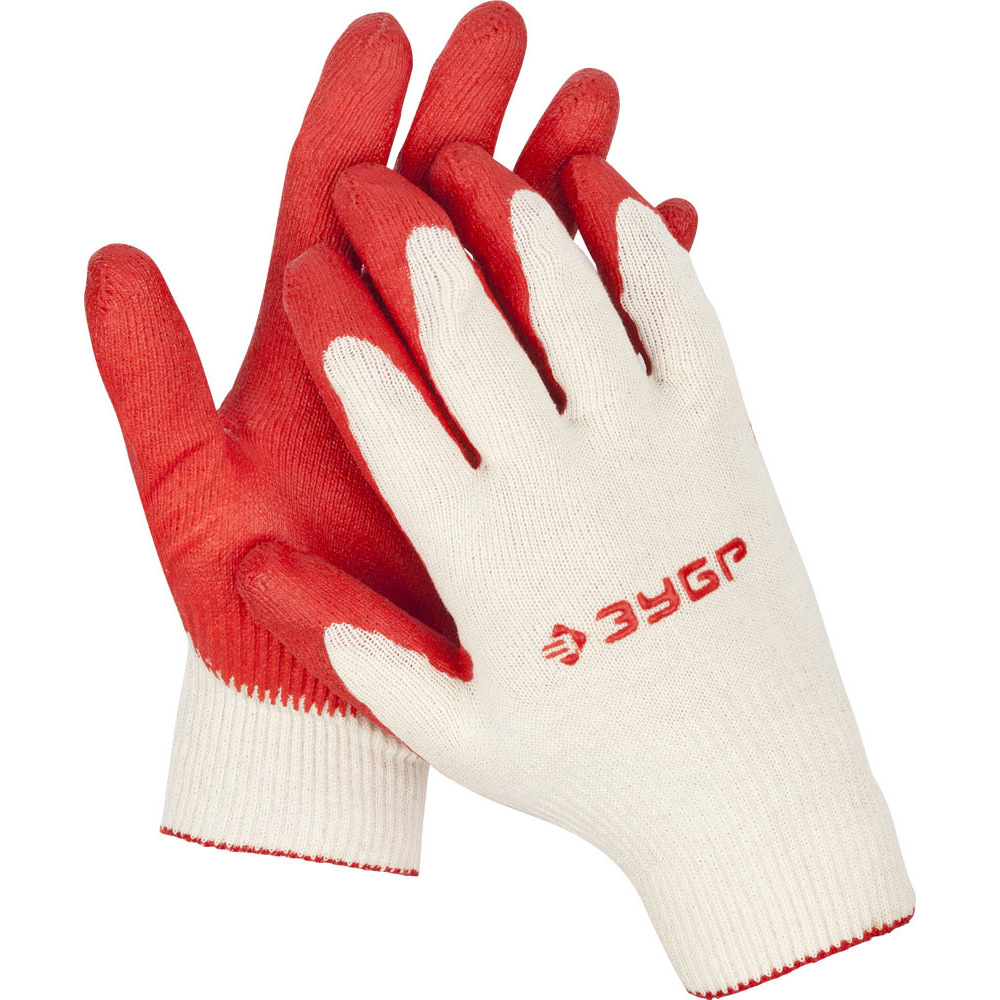 Купить Трикотажные перчатки зубр мaсtep 13 класс, х/б, обливная ладонь из латекса, l-xl, 10 пар 11458-k10