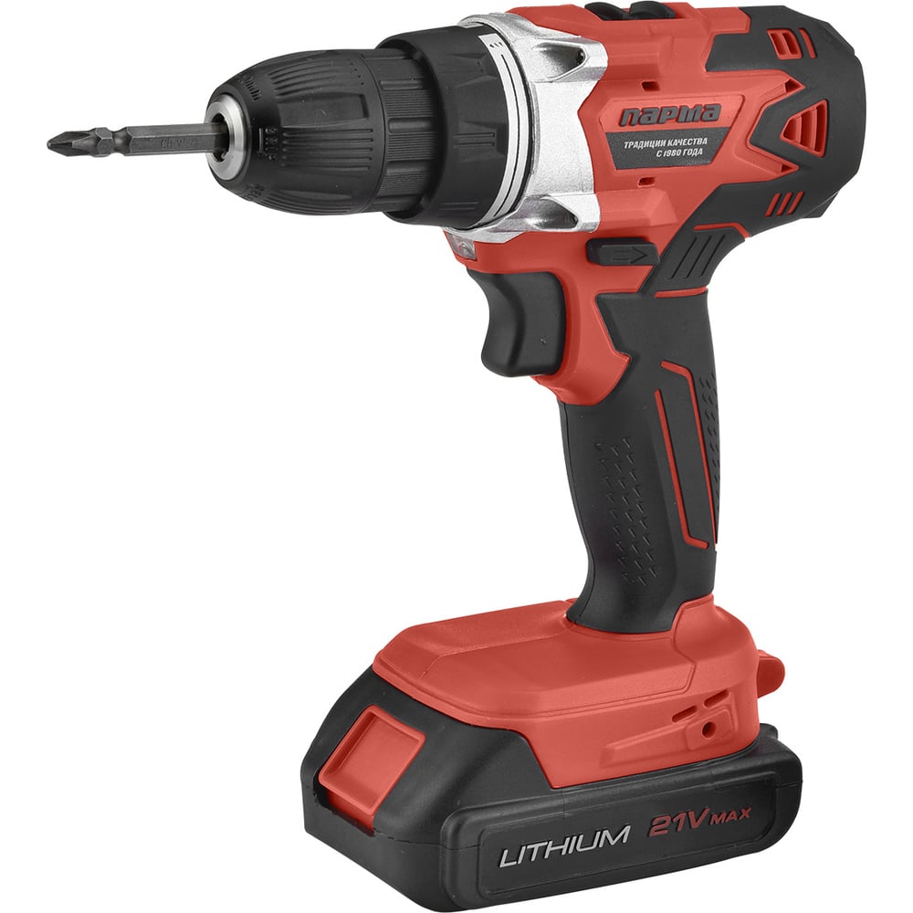 Изображение товара Дрель-шуруповерт Парма акк. дша-02-2021/2li 21 в, 2 ач, 2 акк.,2 скор., подсв., индик., кейс 02.021.00016
