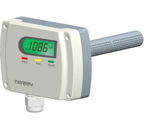Изображение товара Датчик Teren канальный vос, выход rs485/modbus, жк-дисплей с подсветкой g/y/r IAQD802