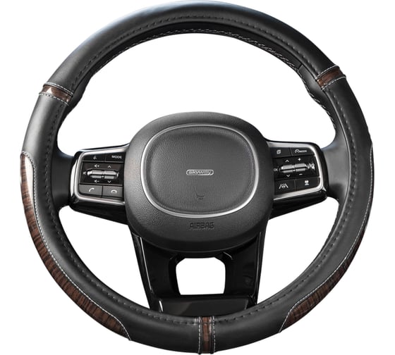 Изображение товара Оплетка SKYWAY Wood-10 M Черная экокожа S01102439