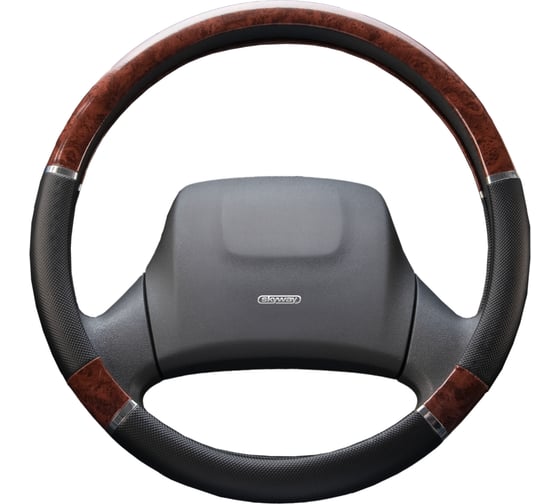 Изображение товара Оплетка SKYWAY Wood-8 L Черно/Коричневая экокожа S01102027