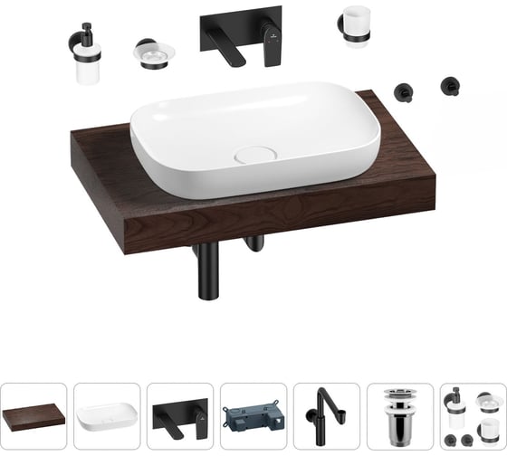 Изображение товара Комплект мебели для ванной комнаты с раковиной Wellsee Genuine Tree 201014082