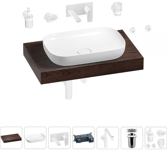 Изображение товара Комплект мебели для ванной комнаты с раковиной Wellsee Genuine Tree 201014085