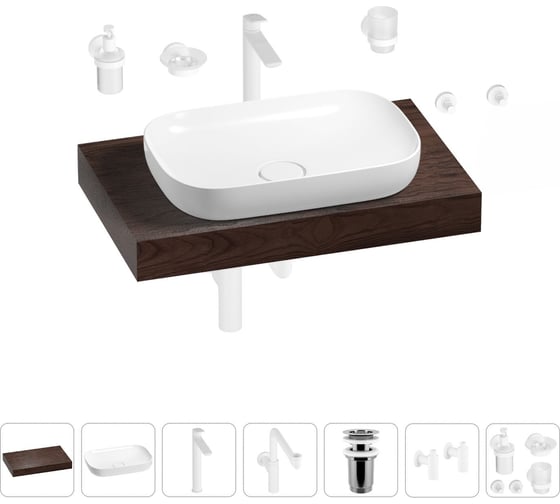 Изображение товара Комплект мебели для ванной комнаты с раковиной Wellsee Genuine Tree 201014075