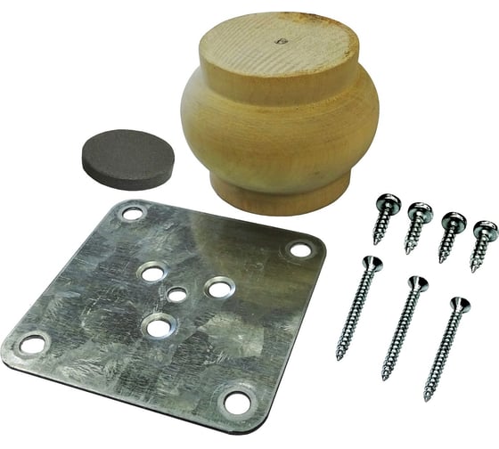 Изображение товара Мебельная опора Левша (ножка) №1 с крепежом, дерево У8-9681