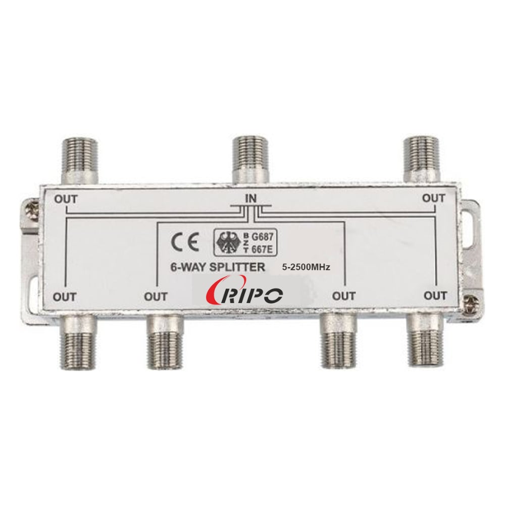 Изображение товара Сплиттер Ripo tv на 6 направлений с F-разъемами, частот 5-2500 МГц