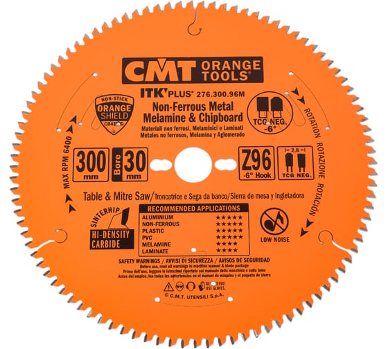 Изображение товара Диск пильный по алюминию (300x2.8/2x30 мм; Z96; TCG NEG -6) CMT 276.300.96M