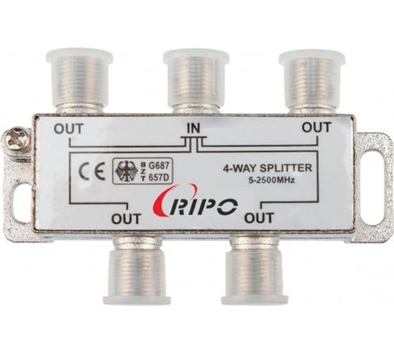 Изображение товара Сплиттер (делитель) Ripo tv на 4 направления под f разъемы 5-2500 mhz 005-400132