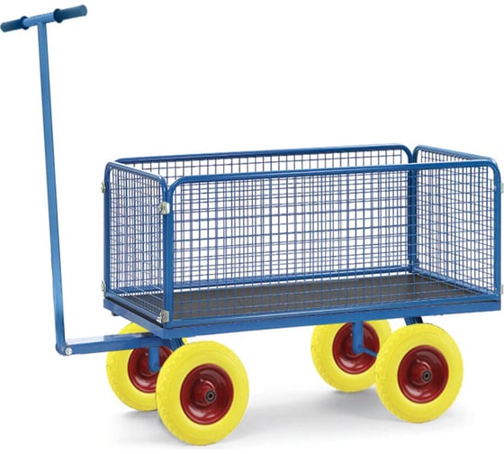 Изображение товара Тележка с ручным управлением, поворотной осью и сетчатыми бортами МосТележка 800x1400 ТРУС-14080