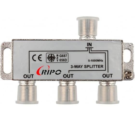 Изображение товара Сплиттер (делитель) Ripo tv на 3 направления под f разъемы 5-1000 mhz 005-400082