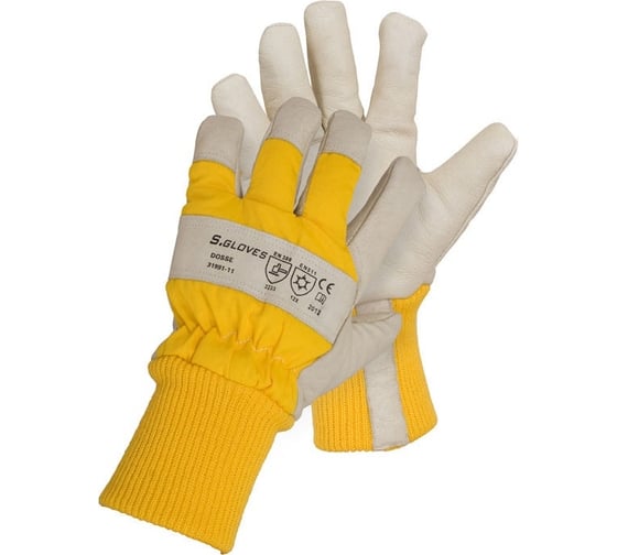 Изображение товара Комбинированные кожаные утепленные перчатки S. GLOVES DOSSE резинка, р.11 31991-11