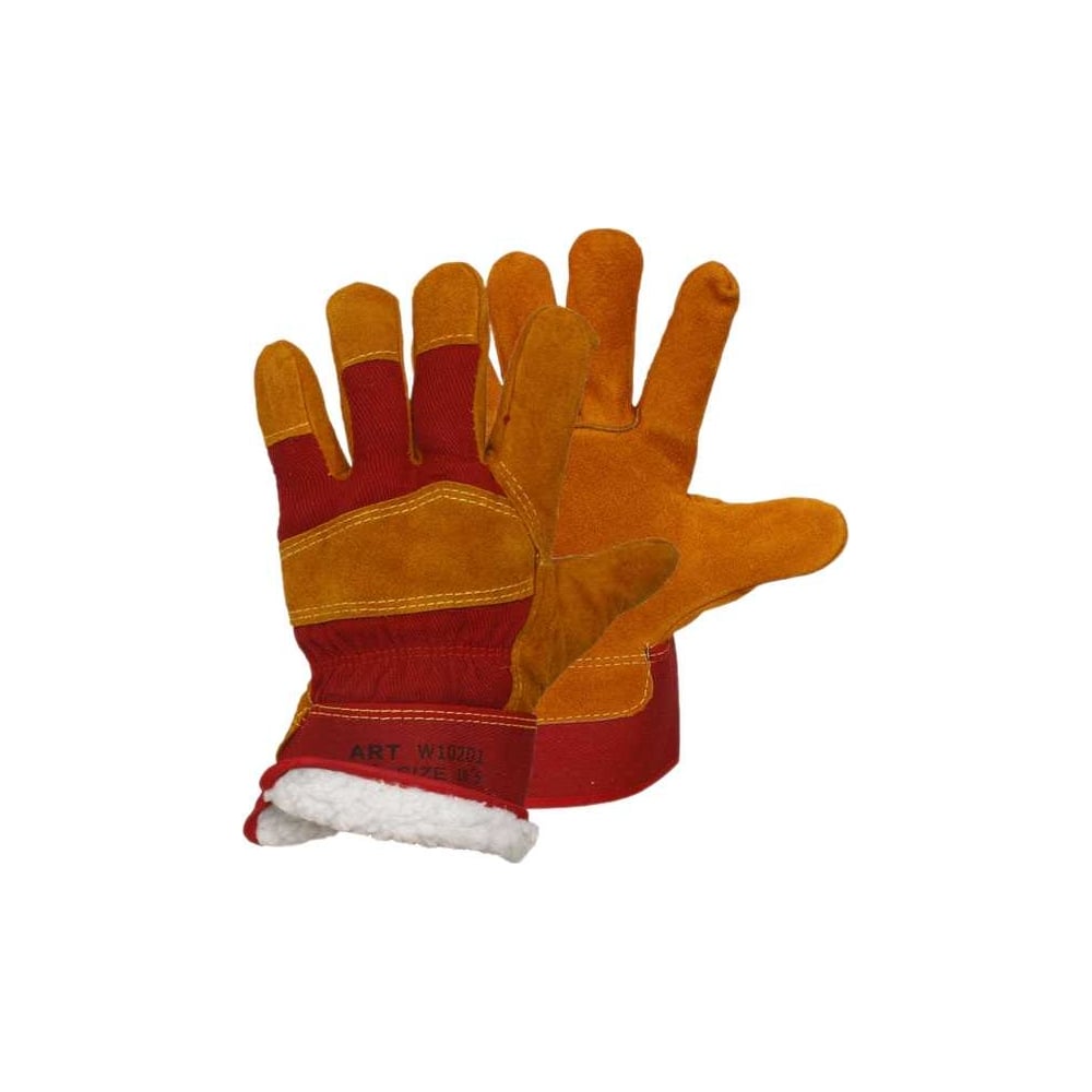 Комбинированные спилковые перчатки S. GLOVES, цвет оранжевый/красный, размер 10.5
