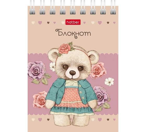 Изображение товара Блокнот Hatber Мишки-малышки 40 л, А7, клетка, 65 г/кв.м, обложка мелованный картон, 120 шт в упаковке 081182