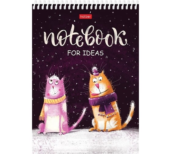Изображение товара Блокнот Hatber Прикольные коты 160 л, А5, 3-х цветный, тонированный блок без линовки, обложка мелованный картон, УФ-лак, 24 шт в упаковке 067085