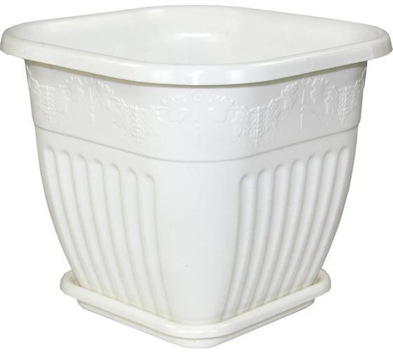 Изображение товара Цветочный горшок ЗПИ Альтернатива Лозанна 5 л, квадратный, белый М1618