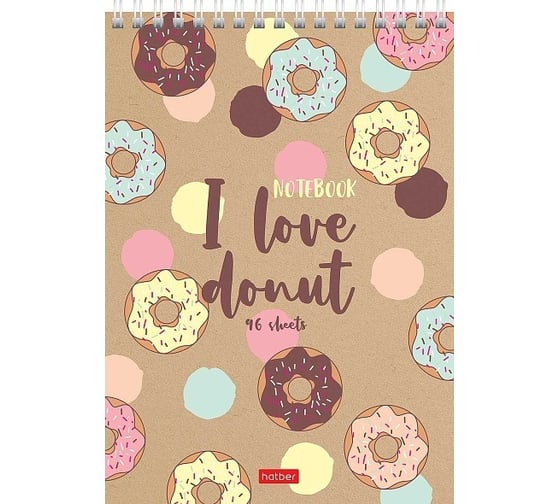 Изображение товара Блокнот Hatber Веселый пончик 96 л, А5, клетка, тонированный блок, кремовый, 48 шт в упаковке 072248