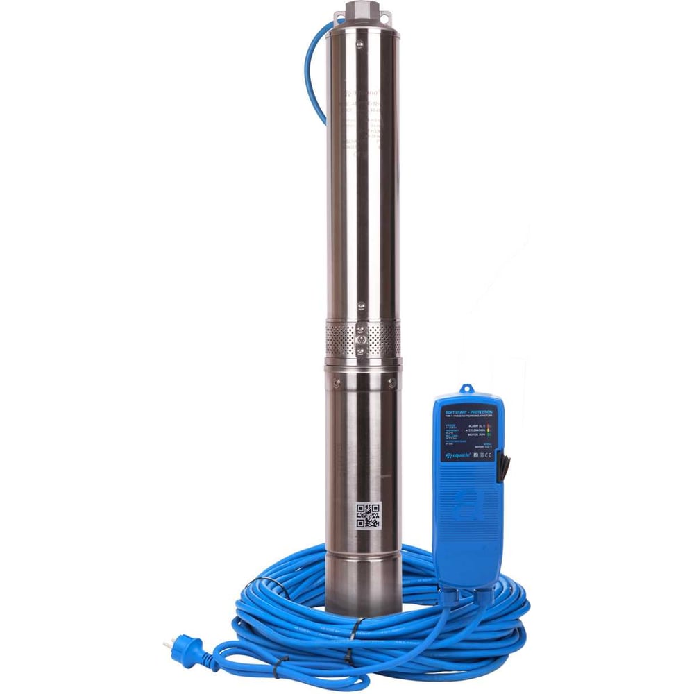 Изображение товара Скважинный насос AQUARIO ASP1,8E-50-90(P) с плавным пуском и нержавеющим корпусом