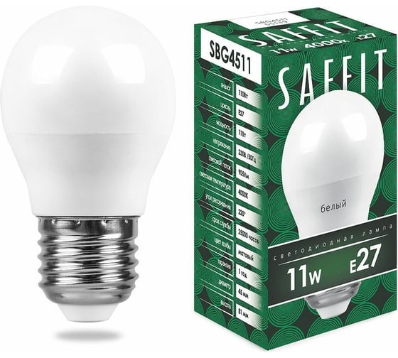 Изображение товара Светодиодная лампа SAFFIT 11W 230V E27 4000K, SBG4511 55139