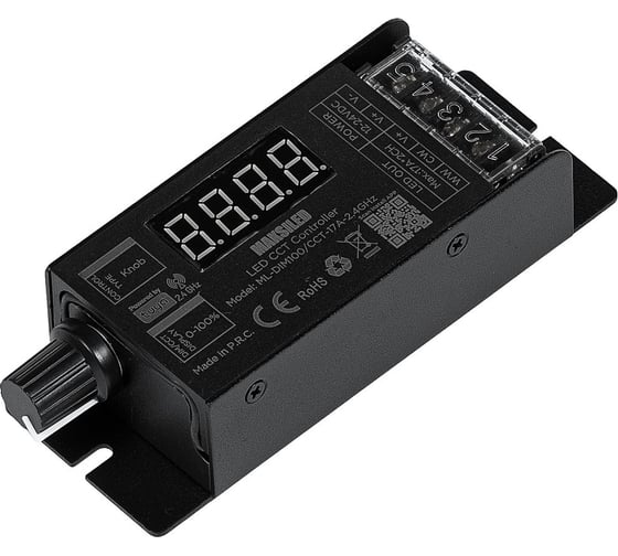 Изображение товара Контроллер MAKSILED tuya, 12-24в, 2 канала, 17a, ip20, пластик, 103x40x24мм ML-DIM100/CCT-17A-2.4GHz