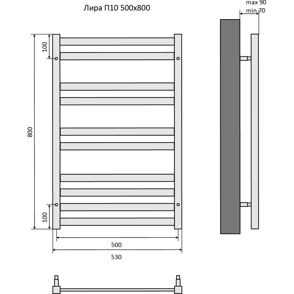 Изображение товара Полотенцесушитель Aquatek Лира диа нижнее подключение хром водяной