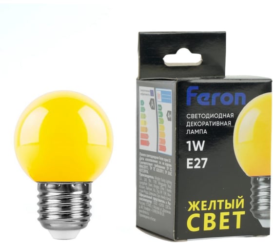Изображение товара Светодиодная лампа FERON 1W 230V E27 желтый, LB-37 25879