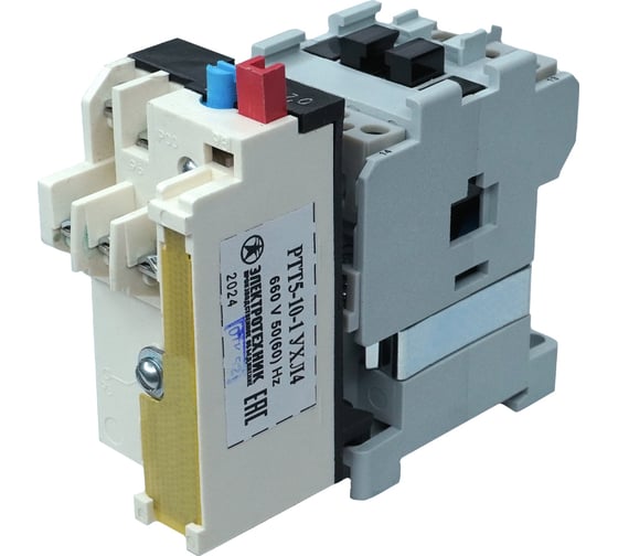 Изображение товара Электромагнитный пускатель Электротехник Пм12-010200 ухл4 в, 380в/50гц, 1з, 10а, нереверсивный, с реле ртт5-10-1 7,0-10,0а, ip00, ET007022