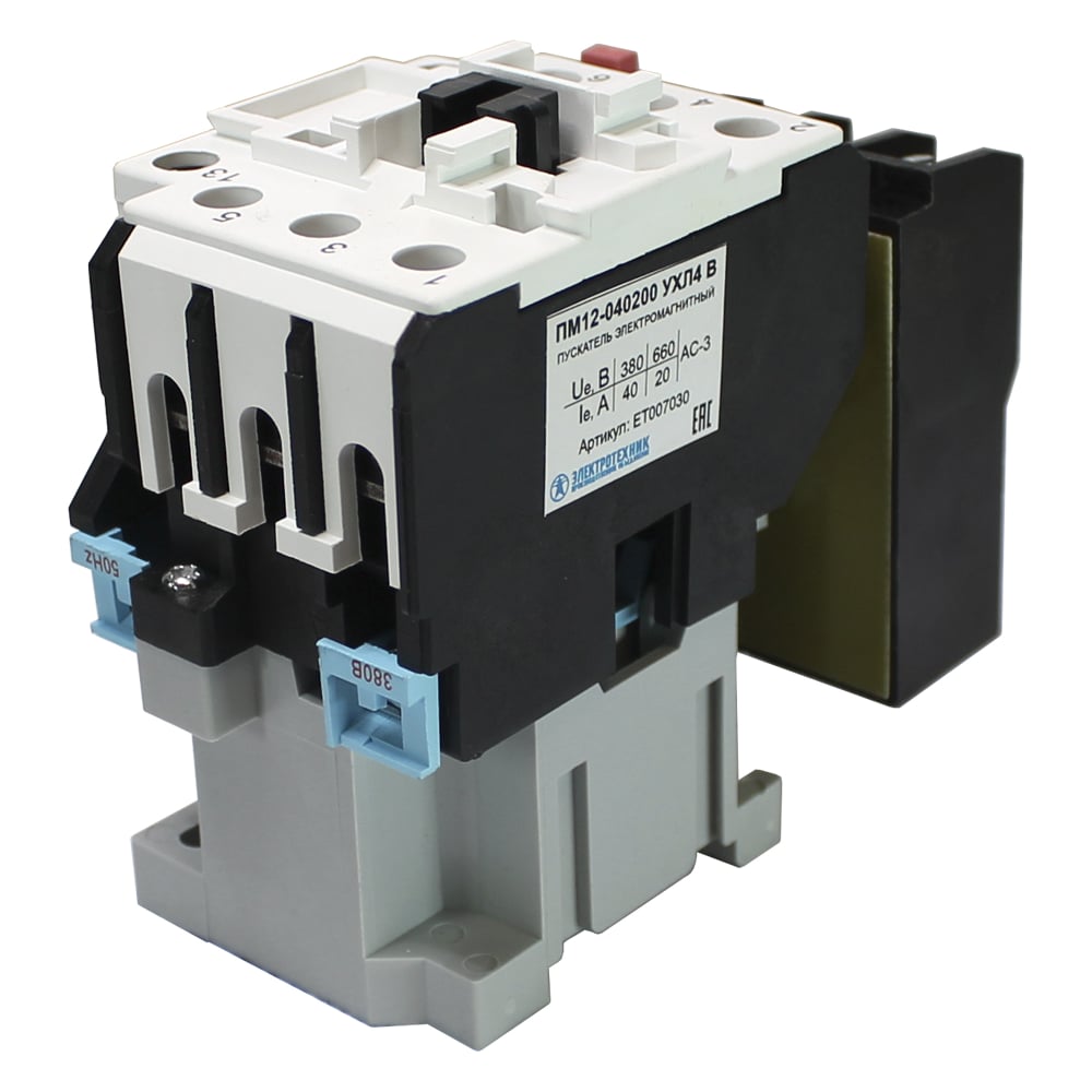 Изображение товара Электромагнитный пускатель Электротехник ПМ12-040200 ухл4, 380В, 40А, нереверсивный с реле ТРТ-121
