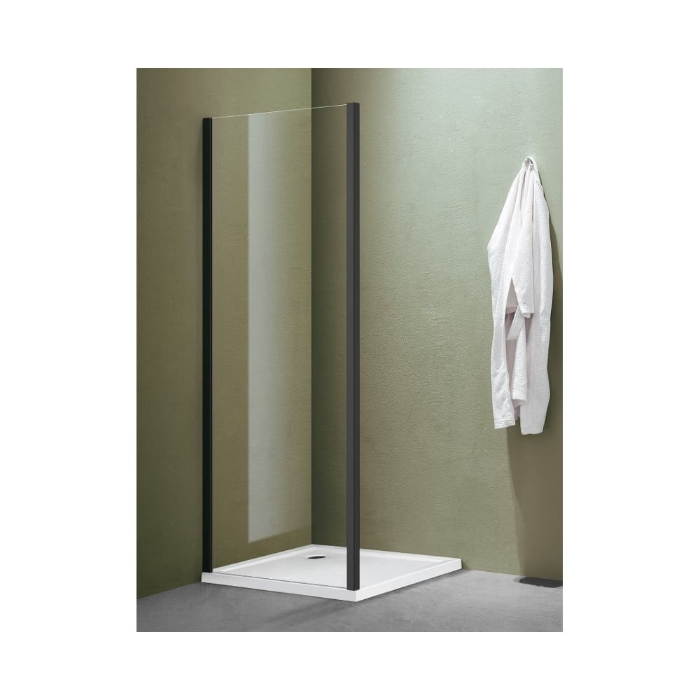 Изображение товара Боковая часть душевого ограждения SANTREK AQUA Lea SP-700-C матовый черный 700x1850 стекло 5 мм