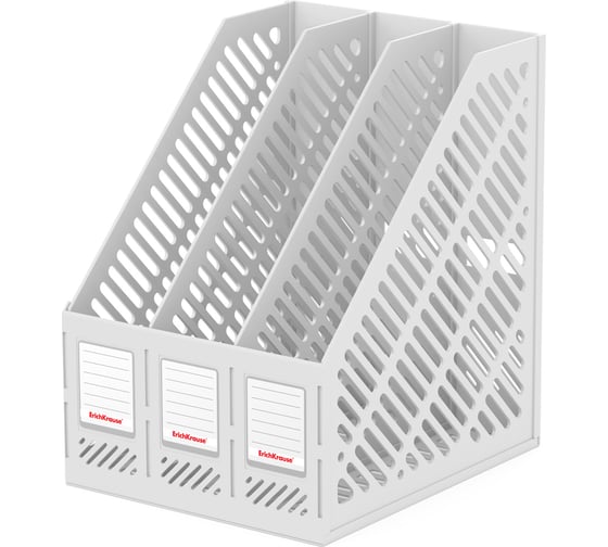 Изображение товара Подставка для бумаг ErichKrause Classic трехсекционная, сборная, пластиковая, белый 55576