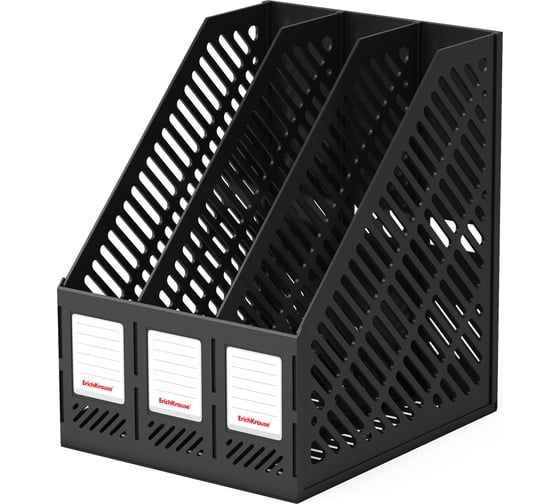 Изображение товара Подставка для бумаг ErichKrause Classic трехсекционная, сборная, пластиковая, черный 13096