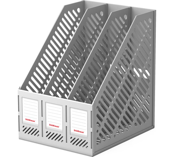 Изображение товара Подставка для бумаг ErichKrause Classic трехсекционная, сборная, пластиковая, серый 13097