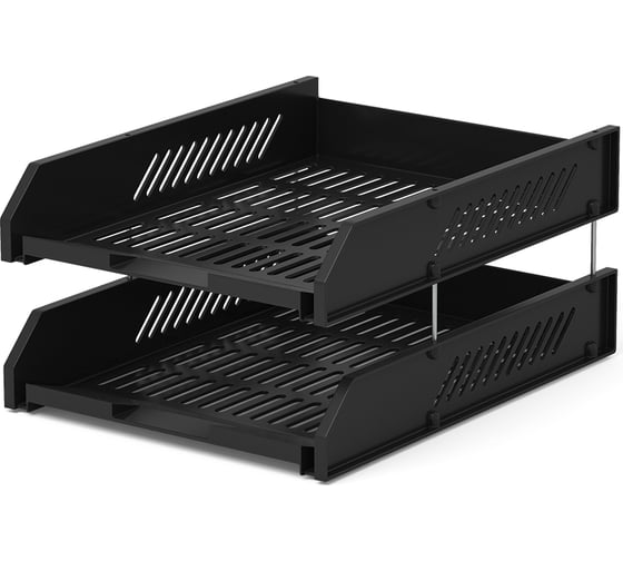 Изображение товара Набор из 2 пластиковых лотков для бумаг на металлических стержнях ErichKrause Classic, черный 4611