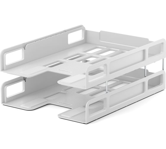 Изображение товара Набор из 2 пластиковых лотков-трансформеров для бумаг ErichKrause Techno, Classic, белый 55555