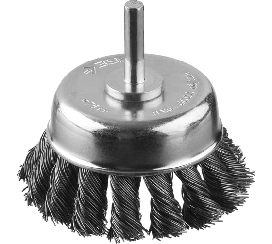 Изображение товара Щетка чашечная Профессионал (75 мм; жгутированная стальная проволока 0.5 мм) для дрели ЗУБР 35255-075_z02