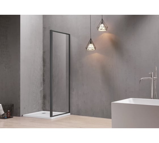 Изображение товара Боковая часть душевого ограждения SANTREK AQUA Time- SP-800-C-Matt Black 800x1950 стекло прозрачное 6мм, профиль Черный 314662