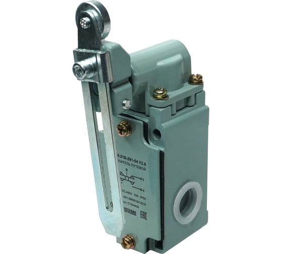 Изображение товара Путевой выключатель Электротехник Вп 15к-21б-291-54 у2.8, рычаг с роликом, регулируемый по длине, прямого действия, ip54, ET004429