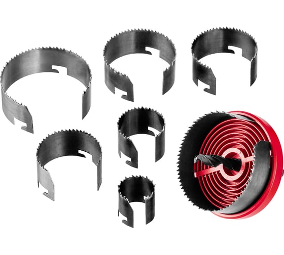 Изображение товара Пила кольцевая наборная Мастер (7 полотен; 26-63 мм; 18 мм) по дереву Зубр 29593-H7-18