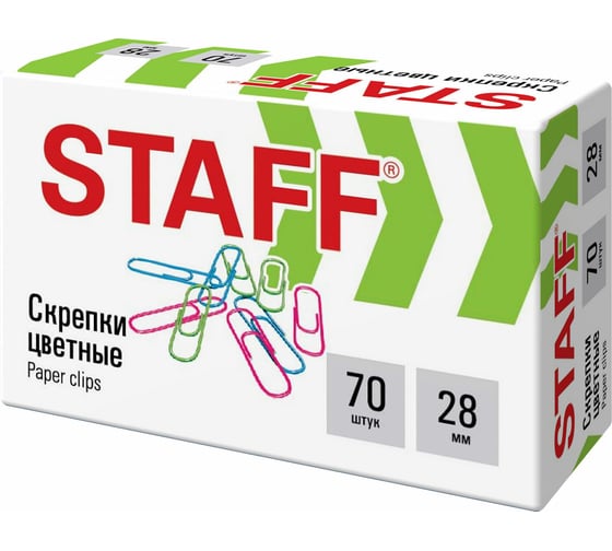 Изображение товара Скрепки Staff 28 мм, цветные, 70 штук 271708