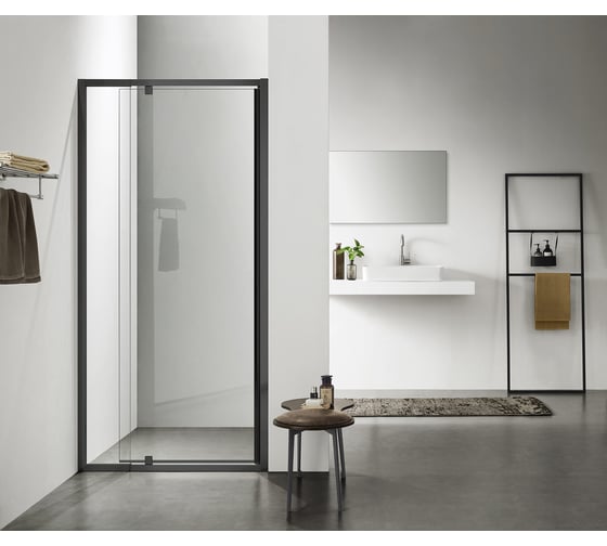 Изображение товара Душевое ограждение SANTREK AQUA Time - DF-DP-1200-C-Matt Black 1200x1950 прямое стекло прозрачное 6 мм, профиль Черный 314652