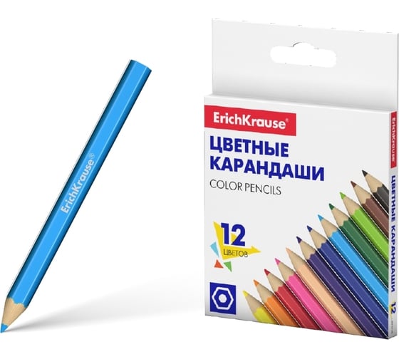 Изображение товара Цветные карандаши ErichKrause деревянные, мини, шестигранные, 12 цветов, 12 шт. 50532