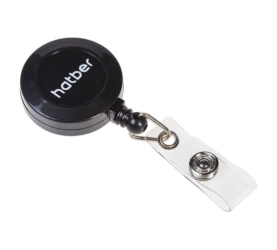 Изображение товара Держатель-рулетка для бейджа Hatber 70 см, петелька, с клипом, черный, в блистере, 20 шт в упаковке 079248