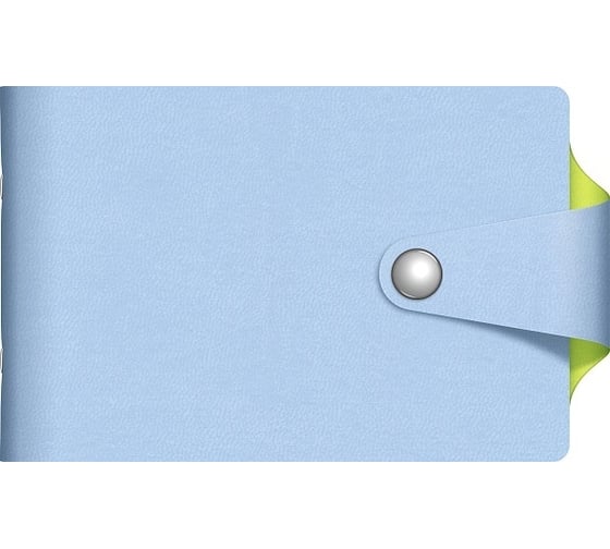 Изображение товара Визитница Hatber VIVELLA BICOLOUR 12 карманов, двухцветная, 70x120 мм, голубой/салатовый хлястик с кнопкой, 1 шт в упаковке 054669