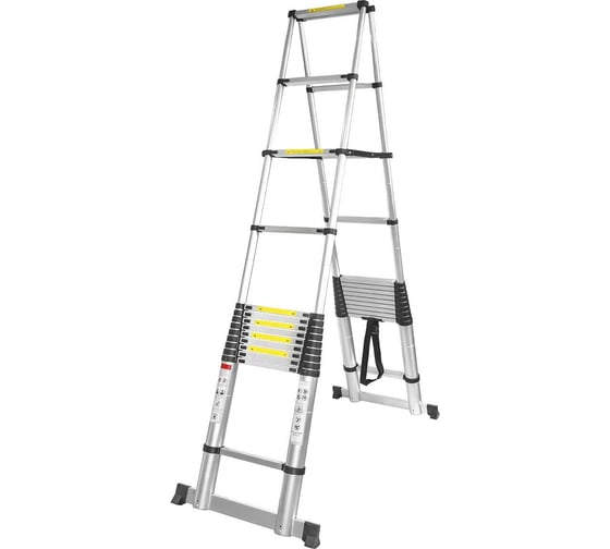 Изображение товара Телескопическая алюминиевая двухсекционная лестница-стремянка Forsage 5.4+5.4 м, 14+14 ступенек F-UP540-2 54180