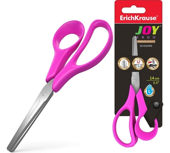 Изображение товара Ножницы для левшей ErichKrause JOY Ergo 14 см, ассорти 35146