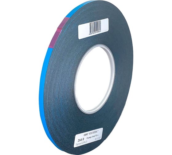 Изображение товара Двухсторонняя липкая лента на черной вспененной основе SV Tapes 2141 B, 6 мм, 20 м, акрил 21416.20