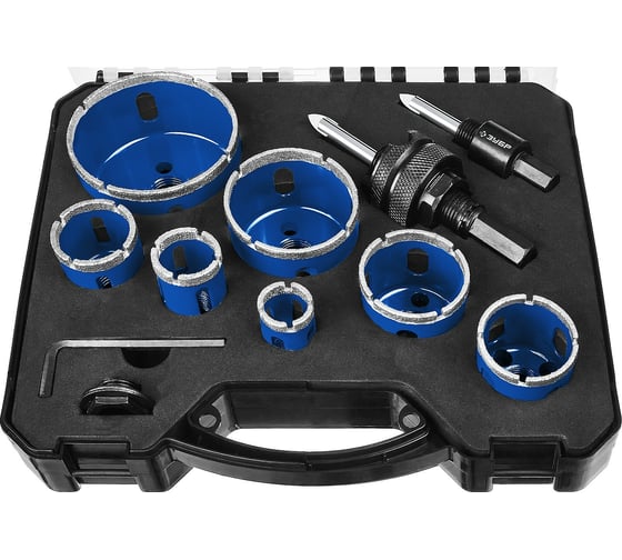 Изображение товара Набор алмазных коронок ЗУБР Профессионал 7 шт.: диам. 20, 25, 32, 35, 40, 50, 68, 60-100Р 29870-H7_z01