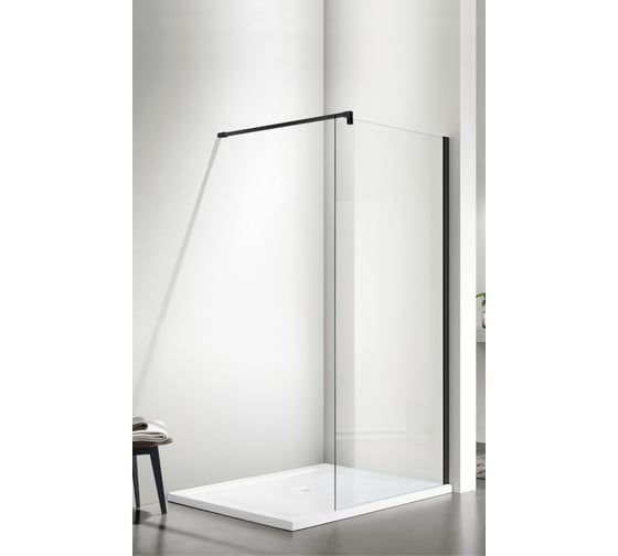 Изображение товара Душевое ограждение SANTREK AQUA Тour - SG-1100-С-Matt Black 1100x1950 стекло прозрачное 6мм, профиль чёрный (штанга в комплекте) 314199