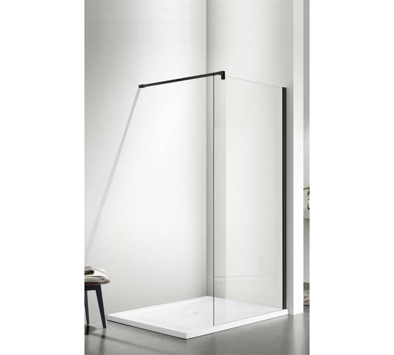 Изображение товара Душевое ограждение SANTREK AQUA Тour - SG-1000-С-Matt Black 1000x1950 стекло прозрачное 6мм, профиль чёрный (штанга в комплекте) 314085