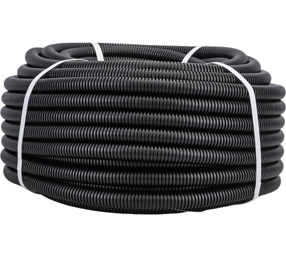 Изображение товара Гофрированная труба Строитель ПНД безгалогенная HF черная с/з д25 50м PR.022551