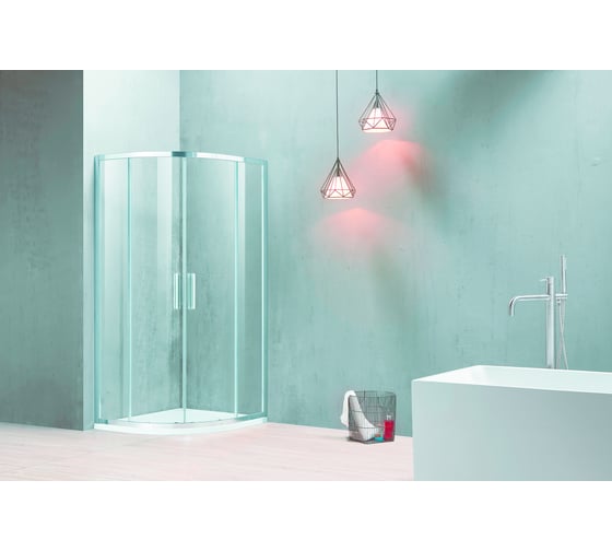 Изображение товара Душевое ограждение SANTREK AQUA Time-R-900-G-Chrome 900x900x1950 Радиус стекло грейп 6мм, профиль хром 314682